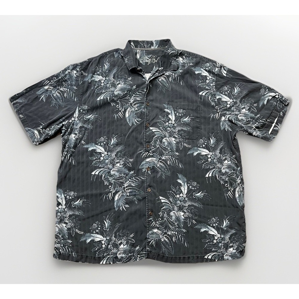Tommy Bahama 100% Silk Shirt Hawaiian Palm Leaves Button Front Men's Size 3XL